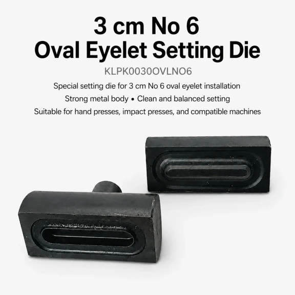 3 cm / 1.18 in Oval Eyelet Setting Die for Oval Grommet Installation, durable metal construction for professional results