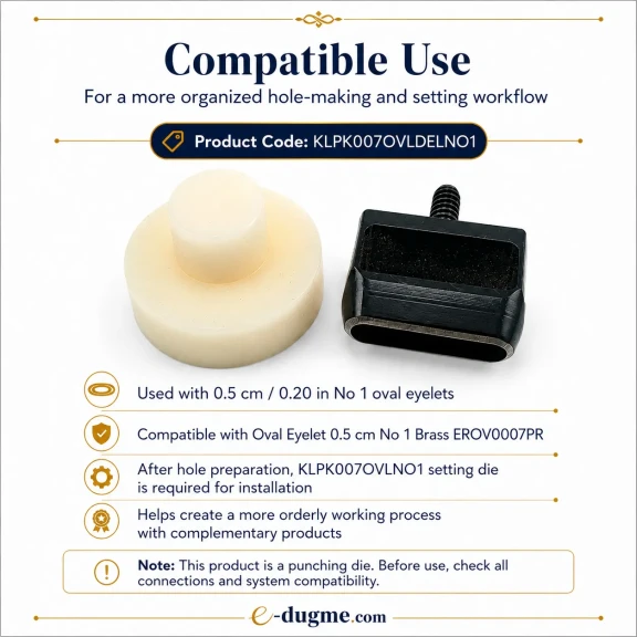Oval Eyelet Punching Die 5 mm / 0.20 in for installing oval grommets on various materials