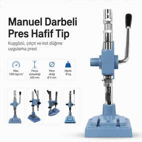 Manuel Darbeli Pres Hafif Tip - Kuşgözü, Çıtçıt ve Kot Düğme Uygulama Presi M00100