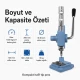 Manuel Darbeli Pres Hafif Tip - Kuşgözü, Çıtçıt ve Kot Düğme Uygulama Presi M00100, metal ve deri malzemeden yapılmış, 15mm