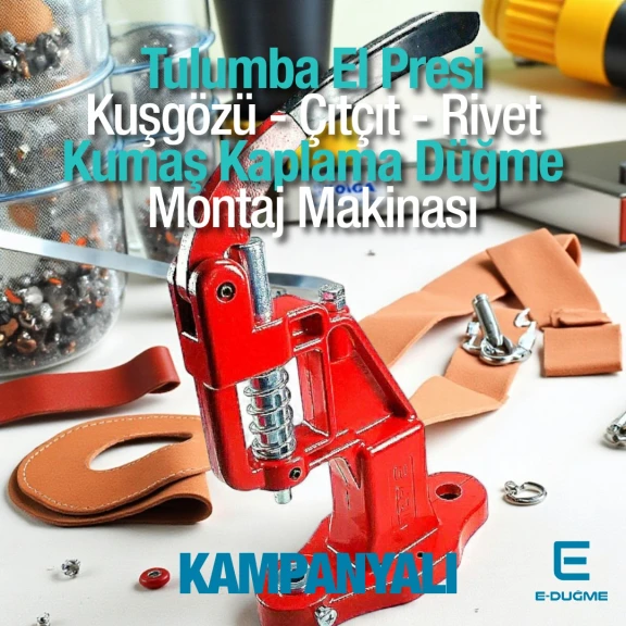 Tulumba El Presi Kuşgözü Çıtçıt Kumaş Kaplama Düğme Uygulama Makinası M0099