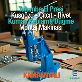 Tulumba El Presi Kuşgözü Çıtçıt Kumaş Kaplama Düğme Uygulama Makinası M0099