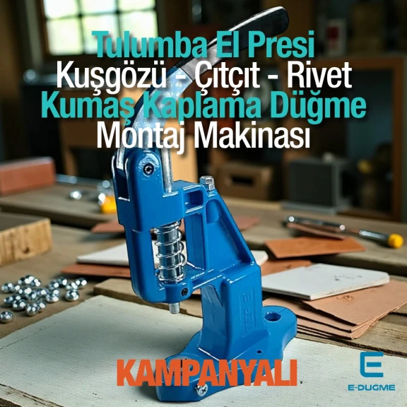 Tulumba El Presi Kuşgözü Çıtçıt Kumaş Kaplama Düğme Uygulama Makinası M0099, tekstil ve deri ürünlerinde kuşgözü, çıtçıt ve