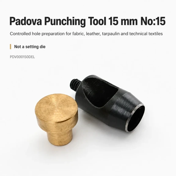 Delici Aparat Padova 15 mm, deri ve kumaş yüzeylerde 14 mm çapında delik açma işlemleri için ideal profesyonel aparat