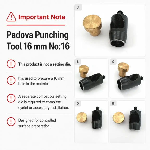 Delici Aparat Padova 16 mm, branda, tente, çadır, deri, çanta ve kalın kumaşlar için 16 mm çapında delik açma aparatı