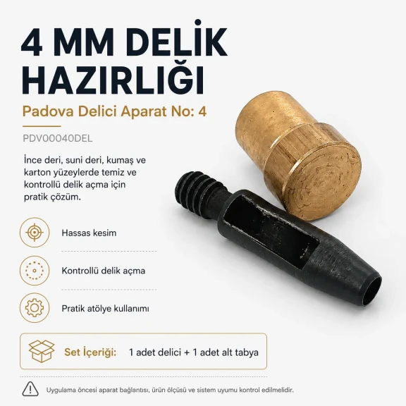 Delici Aparat Padova 4 mm No:4 - İnce ve Hassas Deri-Kumaş Delici