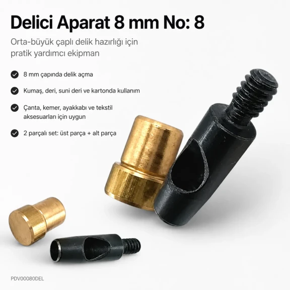 Padova 8 mm delici aparat, çelik uçlu, kumaş ve deri için hassas kesici
