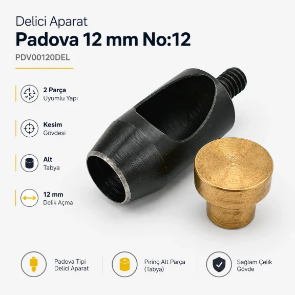 12 mm Hole Cutter for Leather and Heavy Fabrics - High-Capacity Tool