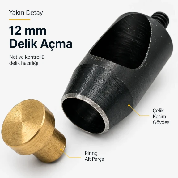 12 mm Hole Cutter for Leather and Heavy Fabrics - High-Capacity Tool