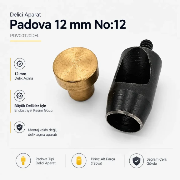 12 mm Hole Cutter for Leather and Heavy Fabrics - High-Capacity Tool