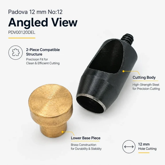 12 mm Hole Cutter for Leather and Heavy Fabrics - High-Capacity Tool