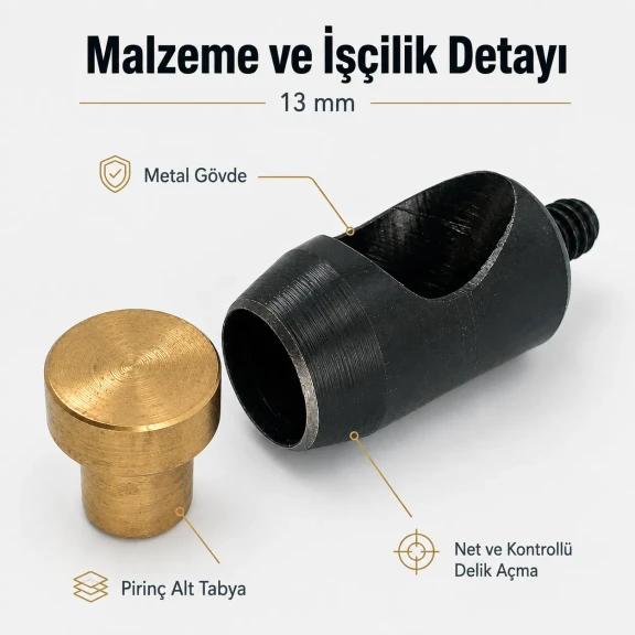 13 mm Hole Cutter for Leather and Fabrics - Durable Hardened Steel Punch