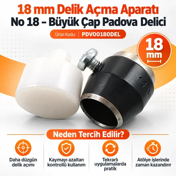 18 mm büyük çap delik açma aparatı PDV00180DEL