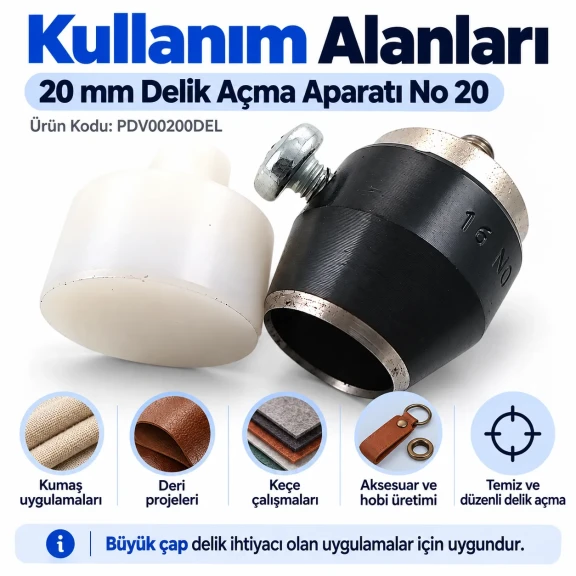 20 mm büyük çap delik açma aparatı PDV00200DEL