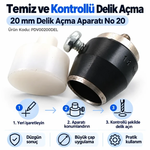 20 mm büyük çap delik açma aparatı PDV00200DEL