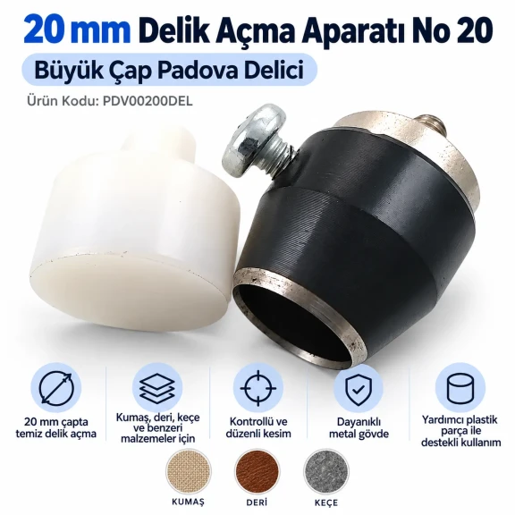20 mm büyük çap delik açma aparatı PDV00200DEL
