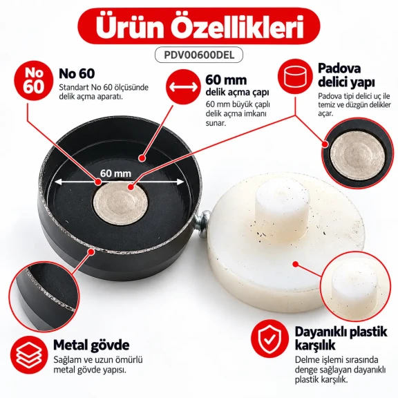60 mm delik açma aparatı PDV00600DEL
