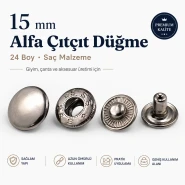 15 mm Alpha Snap Button Metal Snap Fastener – 24 L Large Snap 144 Sets / Pack C0001