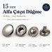 Alfa Çıtçıt Düğme 15 mm Metal Çıtçıt Düğme – 24 Boy Büyük Çıtçıt 144 Adet / Paket C0001