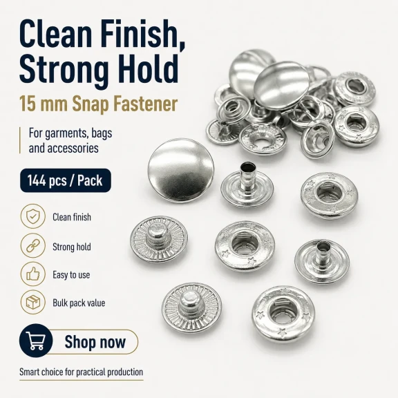 15 mm Snap Fastener Set - 144 pcs