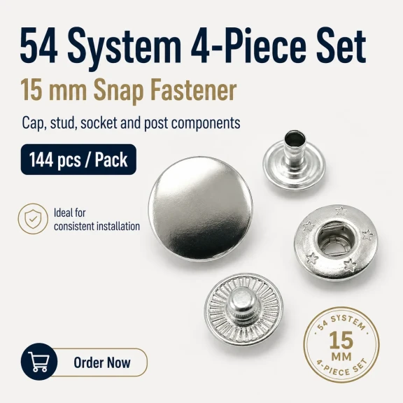 15 mm Snap Fastener Set - 144 pcs
