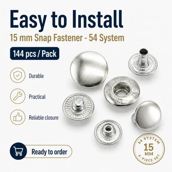 15 mm Snap Fastener Set - 144 pcs