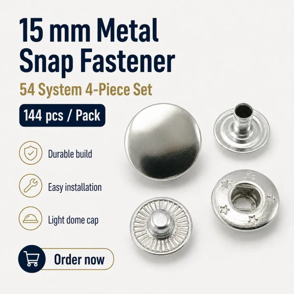 15 mm Snap Fastener Set - 144 pcs