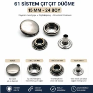 15 mm 61 Sistem Saç Çıtçıt Düğme – Mini 61 Para Tipi 24 Boy 144 Takım / Paket C0004