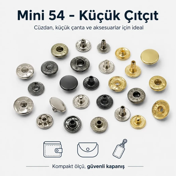 10 mm Snap Fasteners 16L / 25/64" VT2 Snap Fasteners C0006 for wallets, card holders, and small bags