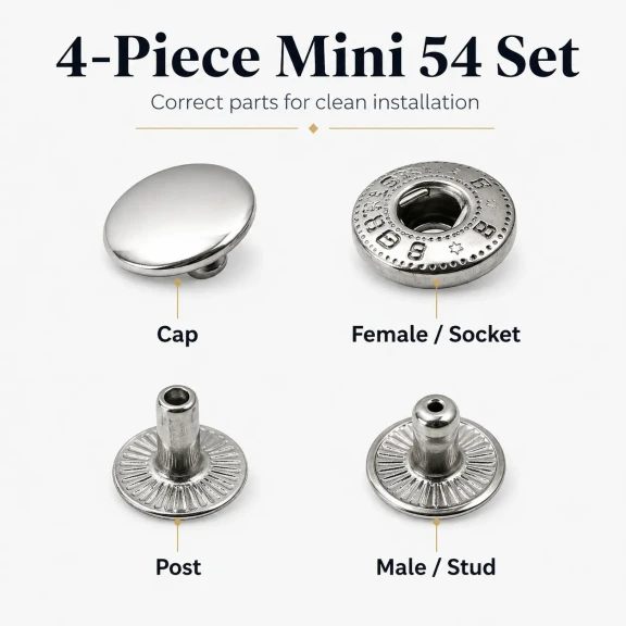10 mm Snap Fasteners 16L / 25/64" VT2 Snap Fasteners C0006 for wallets, card holders, and small bags