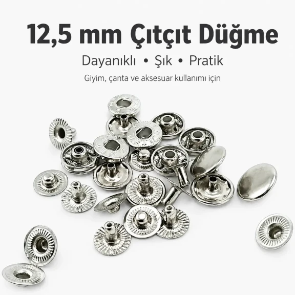 12.5 mm 54 System Sheet Metal Snap Button - 144 Pieces Pack for Apparel and Textile Use