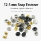 12.5 mm 54 System Sheet Metal Snap Button - 144 Pieces Pack for Apparel and Textile Use