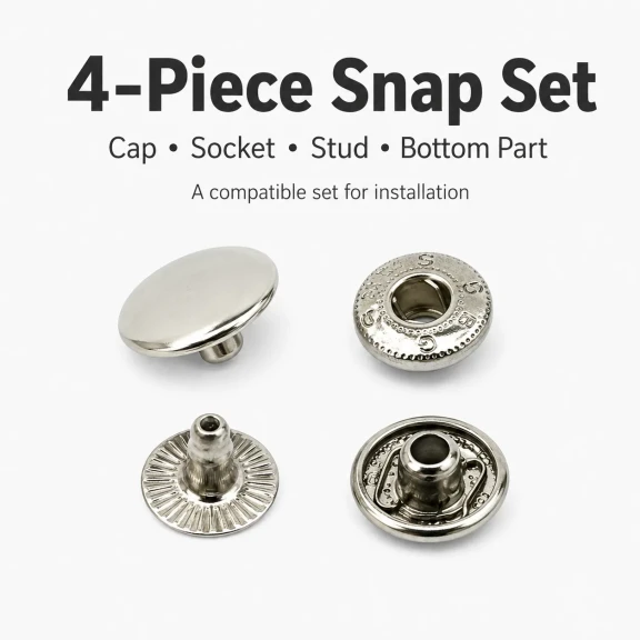 12.5 mm 54 System Sheet Metal Snap Button - 144 Pieces Pack for Apparel and Textile Use