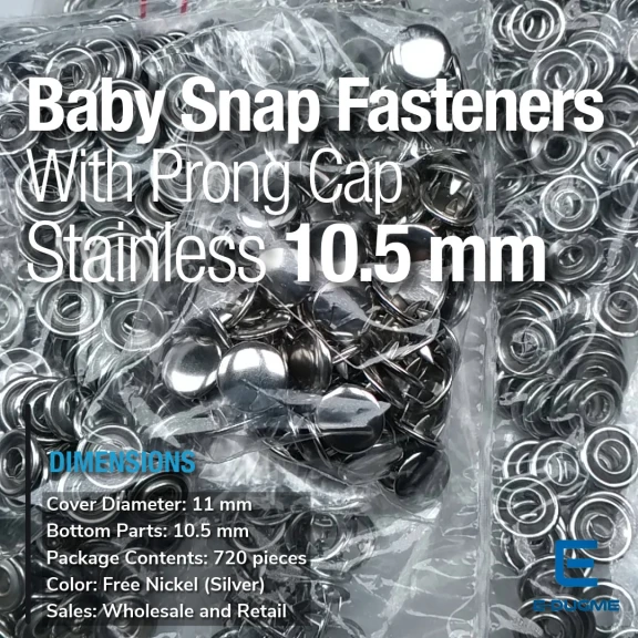 10,5 mm Paslanmaz Kapaklı Klikıt Çıtçıt C0011