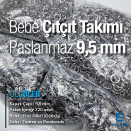9,5 mm Bebe Çıtçıtı 720 Adet/Paket Delikli Klikıt Çıtçıt Paslanmaz C0013