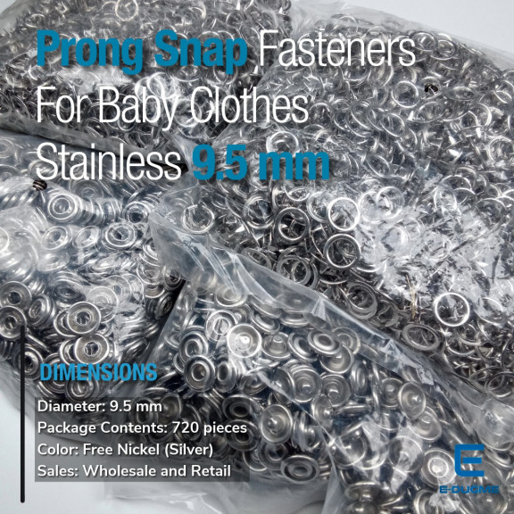 9,5 mm Prong Snaps Fastener 720 Pcs/Pck Baby Snap Buttons 3/8" Stainless C0013