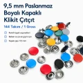9,5 mm Paslanmaz Boyalı Kapaklı Klikıt Çıtçıt 144 Takım C0014