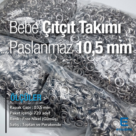 Delikli Klikıt 10,5 mm Çıtçıt Bebe Çıtçıtı 720 Ad/Paket C0015