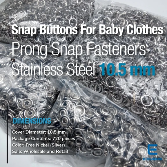 10.5mm Prong Snap Fastener Buttons 17L / 13/32"Baby Snap Fastener C0015