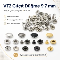 VT2 Çıtçıt Düğme 10 mm Metal Cüzdan Çıtçıtı 144 Adet / Paket C0021