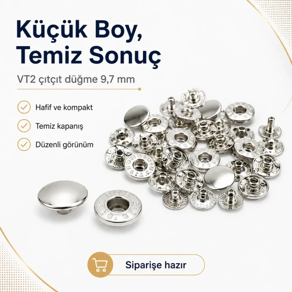 VT2 Çıtçıt Düğme 10 mm Metal Cüzdan Çıtçıtı 144 Adet / Paket C0021