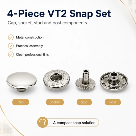 VT2 Çıtçıt Düğme 10 mm Metal Cüzdan Çıtçıtı 144 Adet / Paket C0021