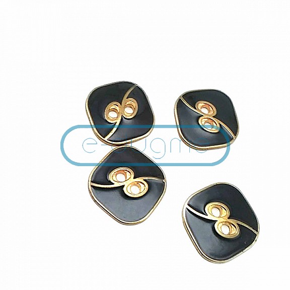 Square Enameled Button With Two Holes 25 mm - 40 Size D 0020