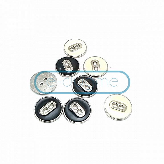 Enameled Plain Button with Two Holes 17 mm - 27 Size D 0021