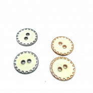 22 mm - 35 Boy Kenarları Zikzak Desenli  Mineli 2 Dikme Düğme D 0018