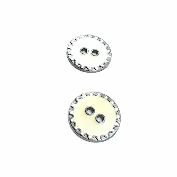 22 mm - 35 Boy Kenarları Zikzak Desenli Mineli 2 Dikme Düğme D 0018