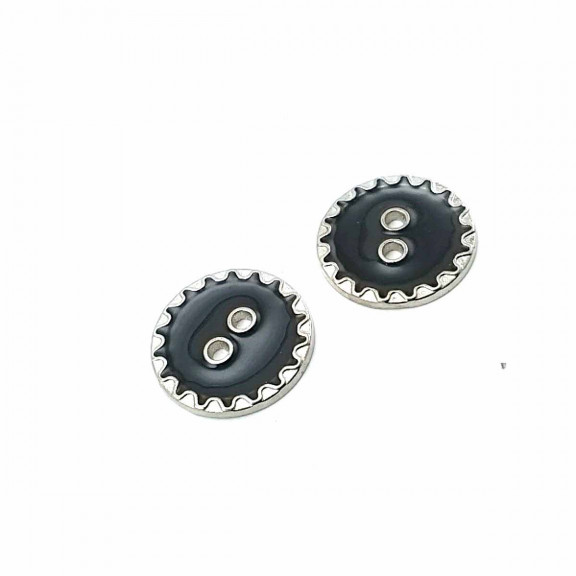 22 mm - 35 Boy Kenarları Zikzak Desenli  Mineli 2 Dikme Düğme D 0018