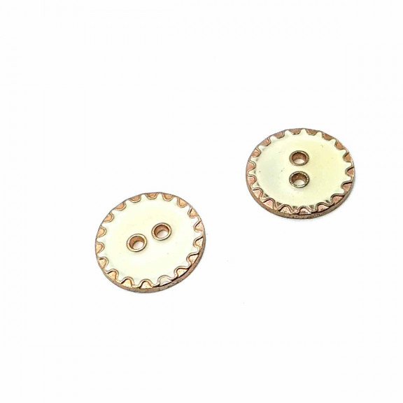 22 mm - 35 Boy Kenarları Zikzak Desenli  Mineli 2 Dikme Düğme D 0018