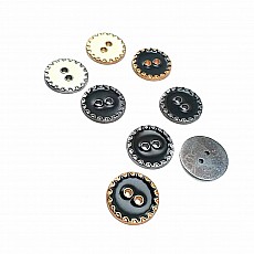 17 mm - 27 Boy Kenarları Zikzak Desenli  Mineli 2 Delikli Dikme Düğme D 0019