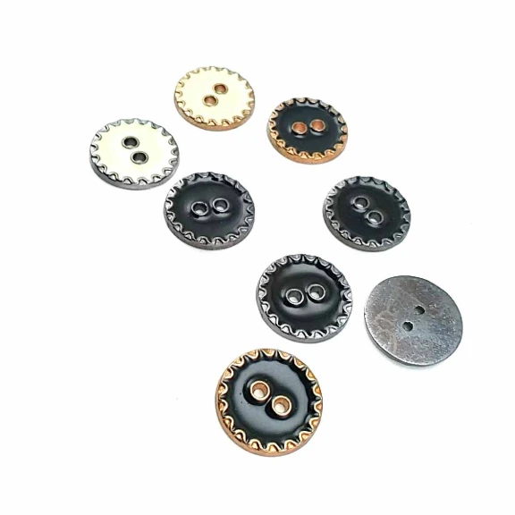 17 mm - 27 Boy Kenarları Zikzak Desenli Mineli 2 Dikme Düğme D 0019